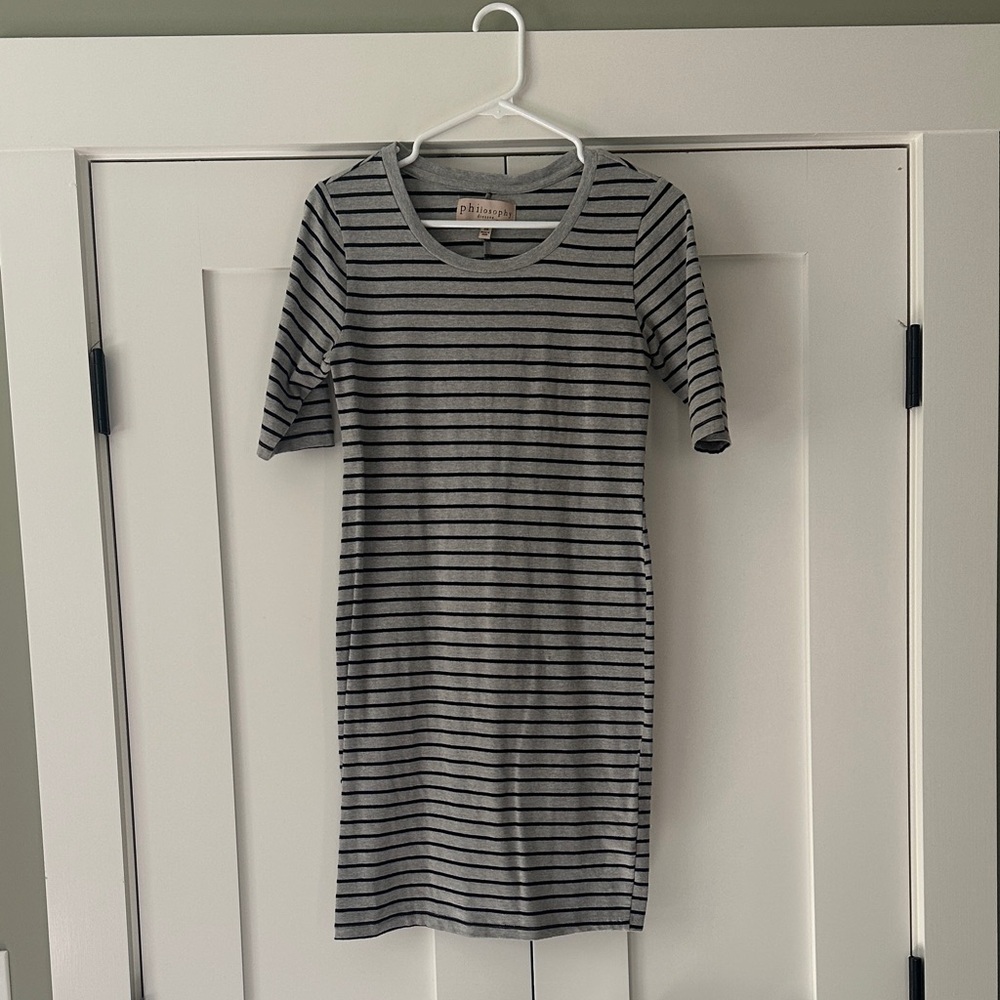 Philosophy Striped Gray Dress